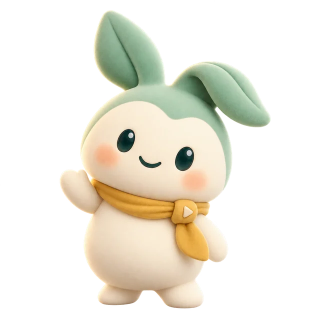 Aleo, Alethevia’s cream and mint companion, wearing a gold scarf and waving hello.